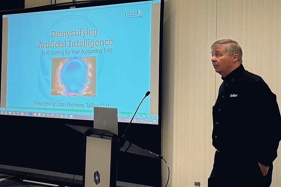 A presentation running in the main room